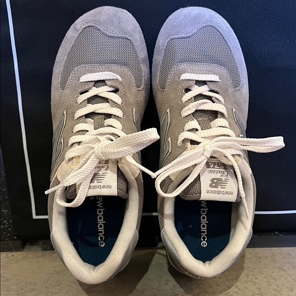 New Balance Classic 574 Gray and White Sneakers - Picture 6 of 6